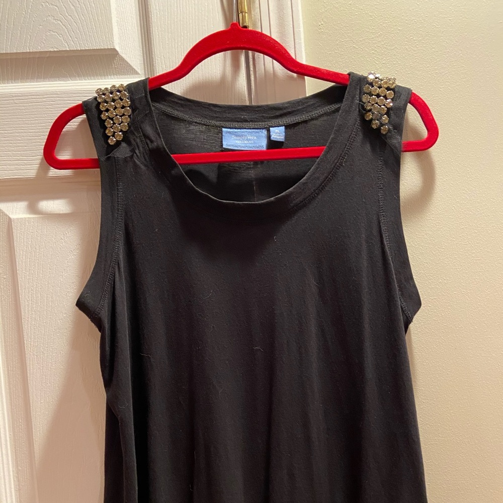 Vera Wang Petite black tee shirt with rhinestones
